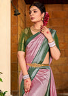 Pastel Lavender and Green Kanjivaram Saree