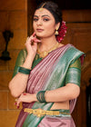 Pastel Lavender and Green Kanjivaram Saree