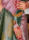 Pastel Lavender and Green Kanjivaram Saree