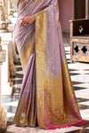 Pastel Lavender Banarasi Soft Silk Saree