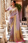 Pastel Lavender Banarasi Soft Silk Saree