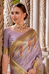 Pastel Lavender Banarasi Soft Silk Saree