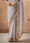 Pastel Lavender Bridal Zari Woven Pure Tissue Dola Silk Saree