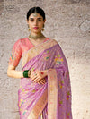 Pastel Lavender Zari Woven Banarasi Silk Saree