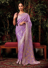 Pastel Lavender Zari Woven Fancy Dola Silk Designer Saree