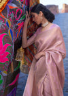 Pastel Lilac Pink Woven Soft Silk Kanjivaram Saree