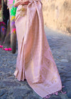 Pastel Lilac Pink Woven Soft Silk Kanjivaram Saree