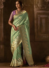 Pastel Mint Green Woven Designer Banarasi Silk Saree