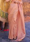 Pastel Peach Woven Soft Silk Kanjivaram Saree