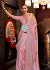 Pastel Pink Banarasi Woven Satin Silk Saree