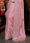 Pastel Pink Banarasi Woven Satin Silk Saree