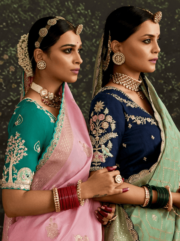 Pastel Pink Designer Banarasi Dola Silk Saree With Golden Zari Work