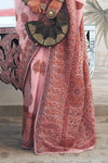 Pastel Pink Kashmiri Handloom Woven Jamawar Silk Saree