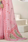 Pastel Pink Linen Cotton Saree