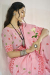 Pastel Pink Linen Cotton Saree