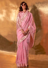 Pastel Pink Linen Cotton Saree