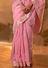 Pastel Pink Linen Cotton Saree