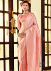 Pastel Pink Woven Kanjivaram Saree