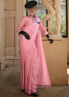 Pastel Pink Woven Pure Satin Handloom Weaving Silk Saree