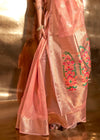 Pastel Pink Zari Tissue Silk Saree