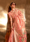 Pastel Pink Zari Tissue Silk Saree