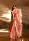 Pastel Pink Zari Tissue Silk Saree