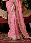 Pastel Pink Zari Woven Fancy Dola Silk Designer Saree