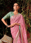 Pastel Pink Zari Woven Fancy Dola Silk Designer Saree