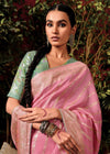 Pastel Pink Zari Woven Fancy Dola Silk Designer Saree