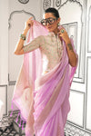 Pastel Purple Chiffon Handloom Saree