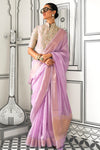 Pastel Purple Chiffon Handloom Saree