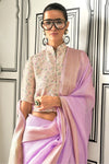 Pastel Purple Chiffon Handloom Saree