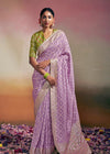 Pastel Purple Woven Soft Silk Banarasi Saree With Designer Blouse