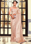 Pastel Rose Pink Woven Kanjivaram Saree