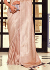 Pastel Rose Pink Woven Kanjivaram Saree