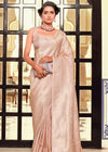 Pastel Rose Pink Woven Kanjivaram Saree