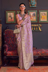 Pastel Violet Festive Wear Banarasi Katan Silk Saree