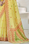 Pastel Yellow Linen Cotton Saree