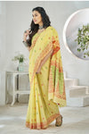 Pastel Yellow Linen Cotton Saree