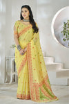 Pastel Yellow Linen Cotton Saree