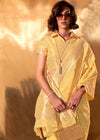 Pastel Yellow Linen Cotton Saree