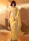 Pastel Yellow Linen Cotton Saree