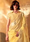 Pastel Yellow Linen Cotton Saree