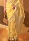 Pastel Yellow Linen Cotton Saree