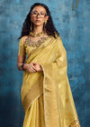 Pastel Yellow Paithani Tissue Silk Saree