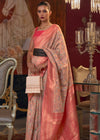 Peach Banarasi Kashmiri Silk Saree