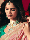Peach Banarasi Silk Saree With Contrast Blouse
