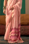 Peach Handloom Linen Saree