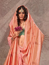 Peach Kanjivaram Two Tone Silk Saree With Contrast Blouse