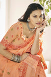 Peach Linen Cotton Saree